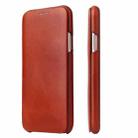 For iPhone X / XS Fierre Shann Business Magnetic Horizontal Flip Genuine Leather Case(Brown) - 1