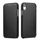 For iPhone XR Fierre Shann Business Magnetic Horizontal Flip Genuine Leather Case(Black) - 1