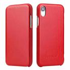 For iPhone XR Fierre Shann Business Magnetic Horizontal Flip Genuine Leather Case(Red) - 1