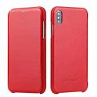 For iPhone XS Max Fierre Shann Business Magnetic Horizontal Flip Genuine Leather Case(Red) - 1
