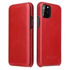 For iPhone 11 Pro Fierre Shann Business Magnetic Horizontal Flip Genuine Leather Case (Red) - 1