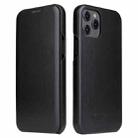 For iPhone 12 / 12 Pro Fierre Shann Business Magnetic Horizontal Flip Genuine Leather Case(Black) - 1