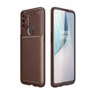 For OnePlus Nord N100 Carbon Fiber Texture Shockproof TPU Case(Brown) - 1