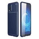 For vivo V20 Carbon Fiber Texture Shockproof TPU Case(Blue) - 1