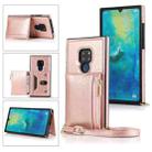 For Huawei Mate 20 Square Zipper Wallet Bag TPU+PU Back Cover Case with Holder & Card Slots & Wallet & Cross-body Strap(Rose Gold) - 1