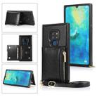 For Huawei Mate 20 Square Zipper Wallet Bag TPU+PU Back Cover Case with Holder & Card Slots & Wallet & Cross-body Strap(Black) - 1