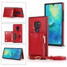 For Huawei Mate 20 Square Zipper Wallet Bag TPU+PU Back Cover Case with Holder & Card Slots & Wallet & Cross-body Strap(Red) - 1