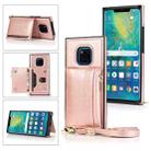 For Huawei Mate 20 Pro Square Zipper Wallet Bag TPU+PU Back Cover Case with Holder & Card Slots & Wallet & Cross-body Strap(Rose Gold) - 1