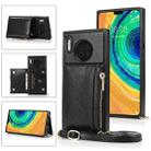 For Huawei Mate 30 Square Zipper Wallet Bag TPU+PU Back Cover Case with Holder & Card Slots & Wallet & Cross-body Strap(Black) - 1