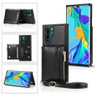 For Huawei P30 Pro Square Zipper Wallet Bag TPU+PU Back Cover Case with Holder & Card Slots & Wallet & Cross-body Strap(Black) - 1