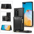 For Huawei P40 Square Zipper Wallet Bag TPU+PU Back Cover Case with Holder & Card Slots & Wallet & Cross-body Strap(Black) - 1