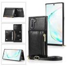 For Samsung Galaxy Note10 Square Zipper Wallet Bag TPU+PU Back Cover Case with Holder & Card Slots & Wallet & Cross-body Strap(Black) - 1
