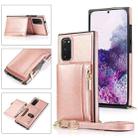 For Samsung Galaxy S20 Plus Square Zipper Wallet Bag TPU+PU Back Cover Case with Holder & Card Slots & Wallet & Cross-body Strap(Rose Glod) - 1