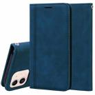 For iPhone 12 mini Frosted Business Magnetic Horizontal Flip PU Leather Case with Holder & Card Slot & Lanyard (Blue) - 1