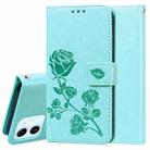 For iPhone 12 mini Rose Embossed Horizontal Flip PU Leather Case with Holder & Card Slots & Wallet (Green) - 1