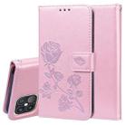 For iPhone 12 Pro Rose Embossed Horizontal Flip PU Leather Case with Holder & Card Slots & Wallet(Rose Red) - 1
