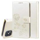 For iPhone 12 Pro Rose Embossed Horizontal Flip PU Leather Case with Holder & Card Slots & Wallet(Gold) - 1