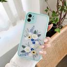 For iPhone 12 Precision Hole Skin Feel Flowers Plants Series Protective Case(Blue) - 1