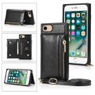 For iPhone SE 2022 / SE 2020 / 8 / 7 Square Zipper Wallet Bag TPU+PU Back Cover Case with Holder & Card Slots & Wallet & Cross-body Strap(Black) - 1