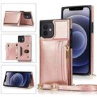 For iPhone 12 mini Square Zipper Wallet Bag TPU+PU Back Cover Case with Holder & Card Slots & Wallet & Cross-body Strap (Rose Glod) - 1