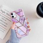 Gold Rimmed Splicing Marble Pattern Plating Double-layer PC Case For iPhone 11 Pro(Light Purple Flowers) - 1