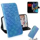 For LG K50 / Q60 Solid Color Colorful Magnetic Buckle Horizontal Flip PU Leather Case with Holder & Card Slots & Wallet & Lanyard(Blue) - 1