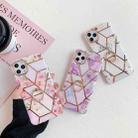 Gold Rimmed Splicing Marble Pattern Plating Double-layer PC Case with Ring Holder For iPhone 12 / 12 Pro(Vintage Flowers) - 2