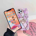 Gold Rimmed Splicing Marble Pattern Plating Double-layer PC Case with Ring Holder For iPhone 12 / 12 Pro(Vintage Flowers) - 3