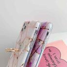Gold Rimmed Splicing Marble Pattern Plating Double-layer PC Case with Ring Holder For iPhone 12 / 12 Pro(Vintage Flowers) - 6