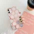 Gold Rimmed Marble Pattern Plating Double-layer PC Case For iPhone 12 Pro Max(Grey Pink) - 1