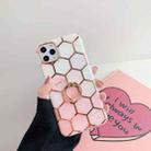 Gold Rimmed Marble Pattern Plating Double-layer PC Case with Ring Holder For iPhone 11 Pro Max(Pink) - 1
