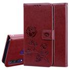 For Huawei Y6p Rose Embossed Horizontal Flip PU Leather Case with Holder & Card Slots & Wallet(Brown) - 1