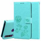 For Huawei Y6p Rose Embossed Horizontal Flip PU Leather Case with Holder & Card Slots & Wallet(Green) - 1