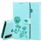 For Huawei Honor 9X Lite Rose Embossed Horizontal Flip PU Leather Case with Holder & Card Slots & Wallet(Green) - 1