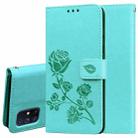 For Samsung Galaxy M51 Rose Embossed Horizontal Flip PU Leather Case with Holder & Card Slots & Wallet(Green) - 1