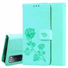 For Samsung Galaxy S20 FE 5G Rose Embossed Horizontal Flip PU Leather Case with Holder & Card Slots & Wallet(Green) - 1