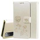 For Samsung Galaxy S20 FE 5G Rose Embossed Horizontal Flip PU Leather Case with Holder & Card Slots & Wallet(Gold) - 1