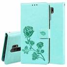 For Xiaomi Redmi 9 Rose Embossed Horizontal Flip PU Leather Case with Holder & Card Slots & Wallet(Green) - 1