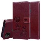 For Xiaomi Redmi 9C Rose Embossed Horizontal Flip PU Leather Case with Holder & Card Slots & Wallet(Brown) - 1