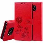 For Xiaomi Poco X3 NFC Rose Embossed Horizontal Flip PU Leather Case with Holder & Card Slots & Wallet(Red) - 1