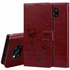 For Xiaomi Poco X3 NFC Rose Embossed Horizontal Flip PU Leather Case with Holder & Card Slots & Wallet(Brown) - 1