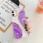 For iPhone 12 mini Gold Rimmed Line Pattern Plating Double-layer PC Case (Purple) - 1