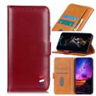 For LG K52 3-Color Pearl Texture Magnetic Buckle Horizontal Flip PU Leather Case with Card Slots & Wallet & Holder(Wine Red) - 1