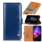 For LG Q52 3-Color Pearl Texture Magnetic Buckle Horizontal Flip PU Leather Case with Card Slots & Wallet & Holder(Blue) - 1