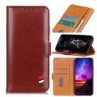 For LG Q52 3-Color Pearl Texture Magnetic Buckle Horizontal Flip PU Leather Case with Card Slots & Wallet & Holder(Brown) - 1