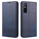 For vivo Y73s / S7e AZNS Magnetic Calf Texture Horizontal Flip Leather Case with Card Slots & Holder & Wallet(Dark Blue) - 1