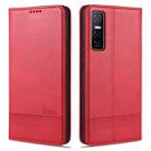 For vivo Y73s / S7e AZNS Magnetic Calf Texture Horizontal Flip Leather Case with Card Slots & Holder & Wallet(Red) - 1