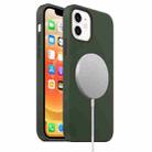 For iPhone 12 mini Magnetic Liquid Silicone Full Coverage Shockproof Magsafe Case with Magsafe Charging Magnet (Deep Green) - 1