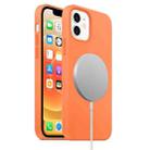 For iPhone 12 mini Magnetic Liquid Silicone Full Coverage Shockproof Magsafe Case with Magsafe Charging Magnet (Orange) - 1