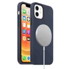 For iPhone 12 mini Magnetic Liquid Silicone Full Coverage Shockproof Magsafe Case with Magsafe Charging Magnet (Navy Blue) - 1
